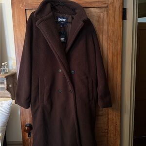 NWT! Lands' End Women's Teddy Jacket in Rich Brown